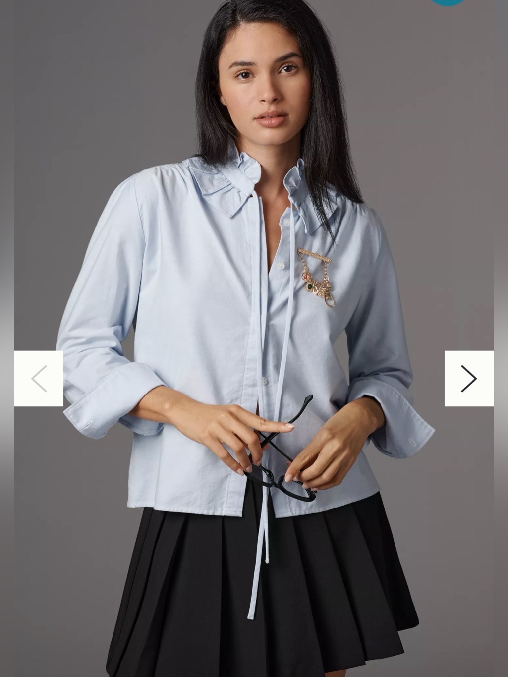 Citizens Of Humanity Light Blue Ruffle-Tie Button Down Shirt